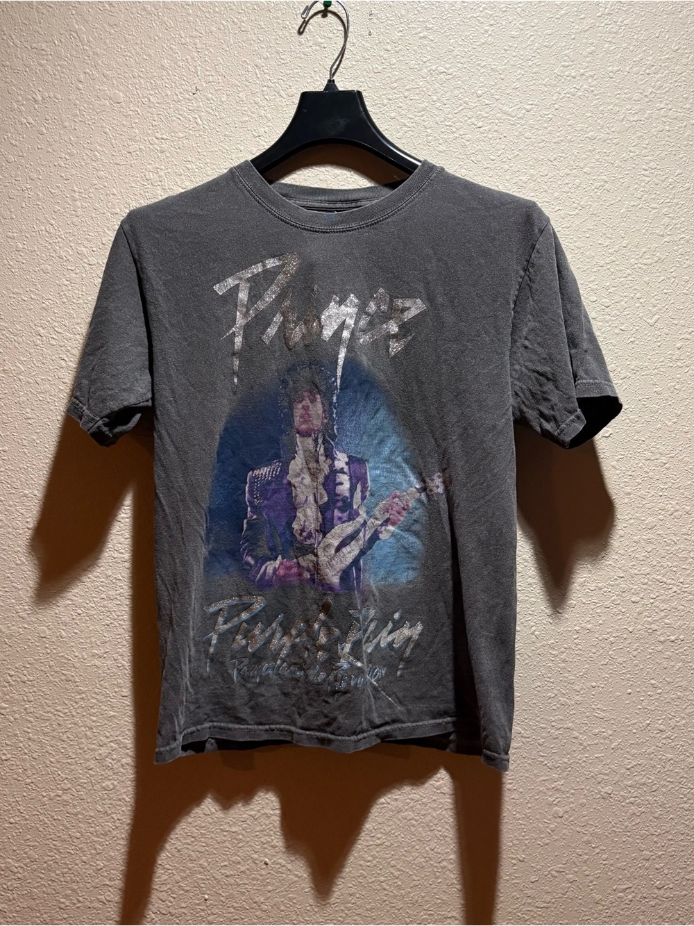 Vintage-Inspired Charcoal Prince Graphic Tee - Short Sleeve
